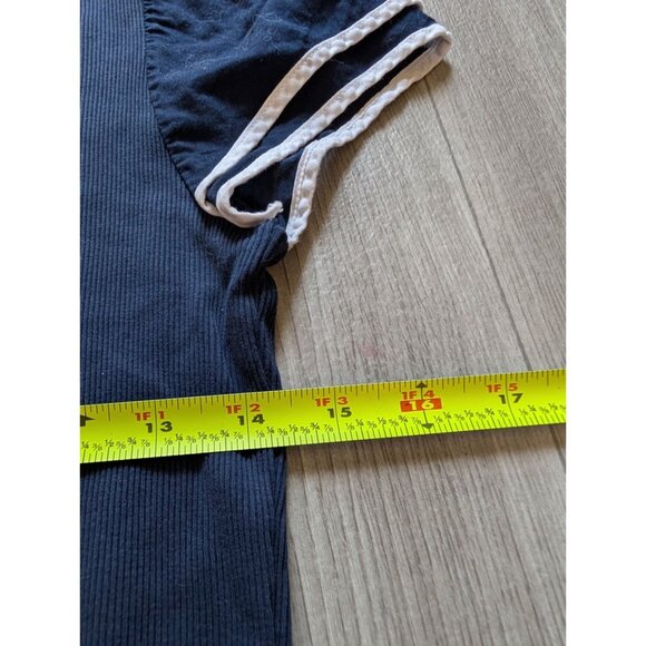 Lauren Ralph Lauren Navy Puff Sleeve Ribbed Knit Top Size M - Picture 6 of 6